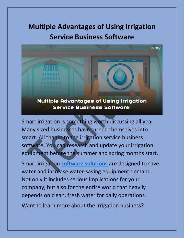 multiple advantages of using irrigation service