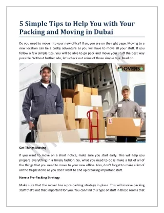 5 Simple Tips to Help You With Your Packing and Moving in Dubai