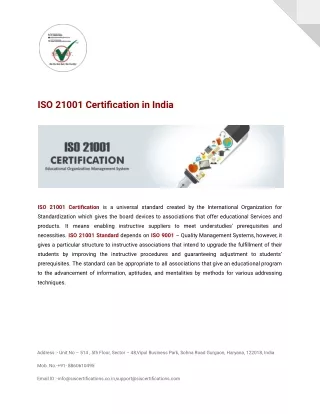 ISO 21001 Certification