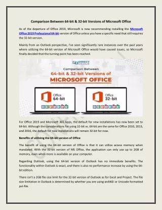 comparison between 64 bit 32 bit versions