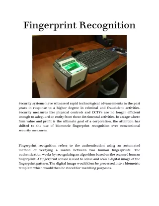 Fingerprint Recognition