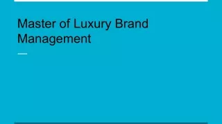 Master of Luxury Brand Management