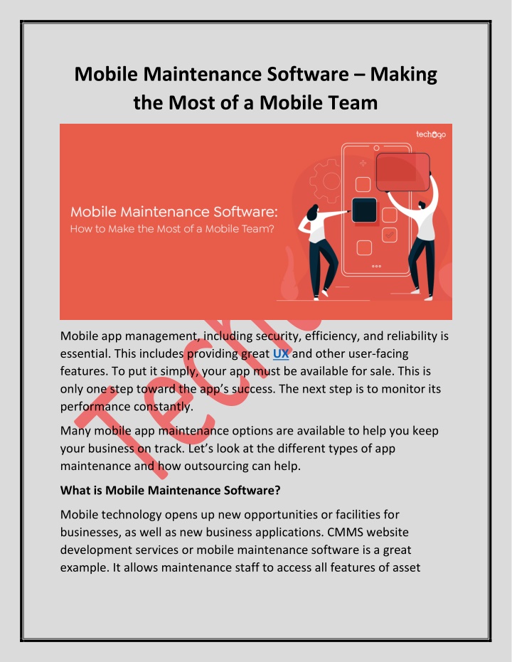 mobile maintenance software making the most