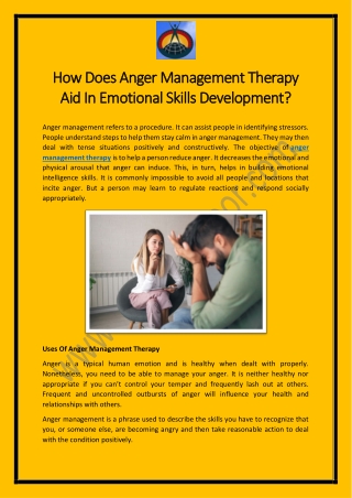 How Does Anger Management Therapy Aid In Emotional Skills Development?