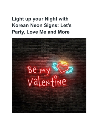 Light up your Night with Korean Neon Signs_ Let's Party, Love Me and More