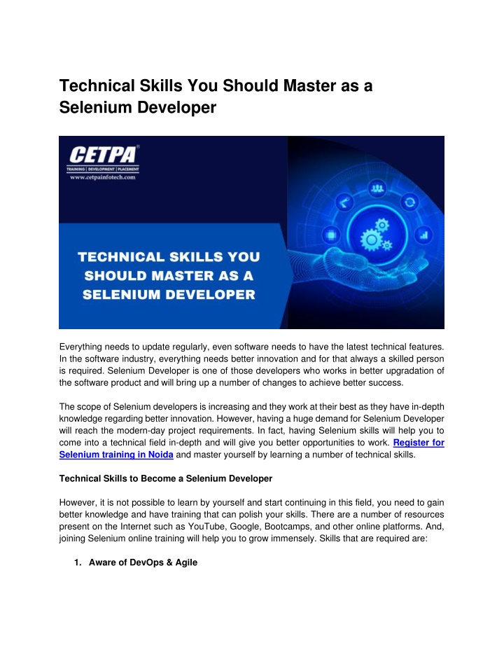 technical skills you should master as a selenium