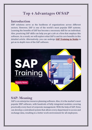 Top 4 Advantages Of SAP