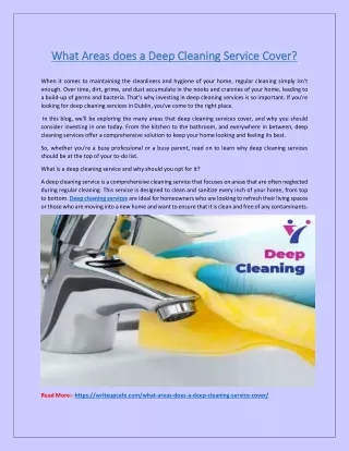What Areas does a Deep Cleaning Service Cover?