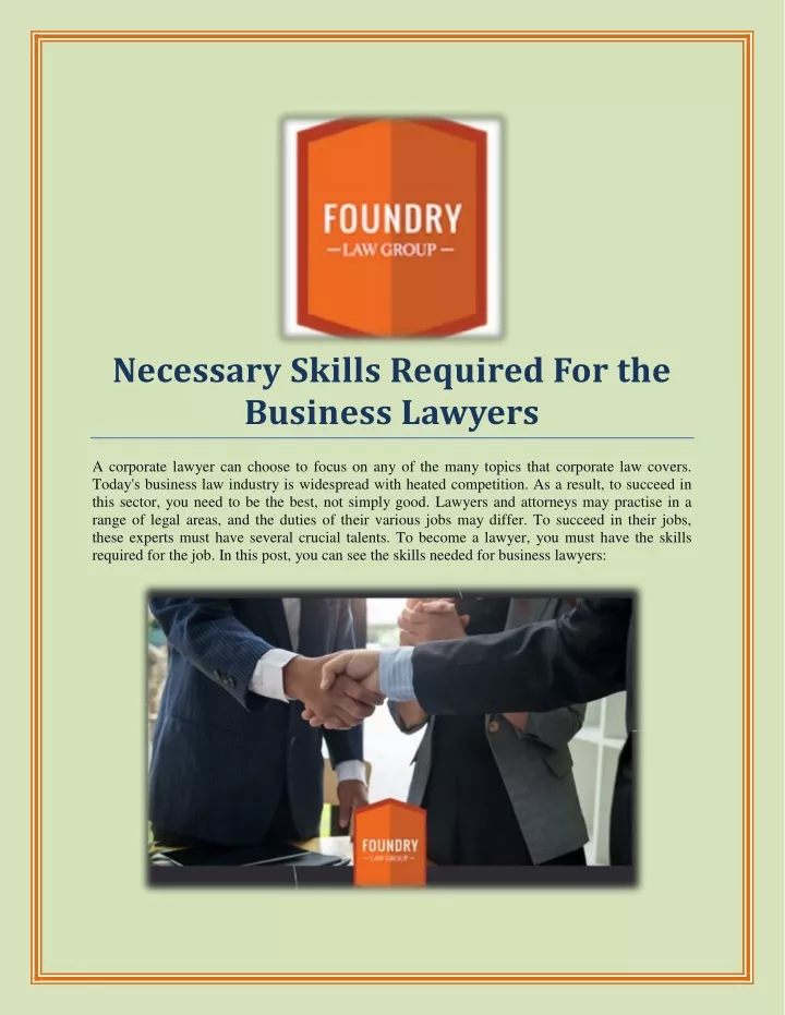 necessary skills required for the business lawyers