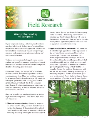 Winter Overseeding of Turfgrass for Professionals & Home Gardners