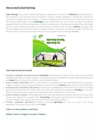 how to work smart farming how to work smart