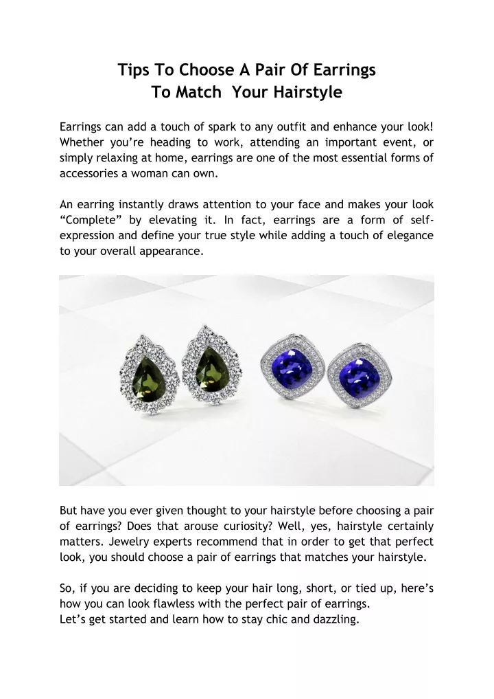 tips to choose a pair of earrings to match your