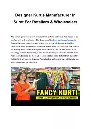 Designer Kurtis Manufacturer In Surat For Retailers & Wholesalers