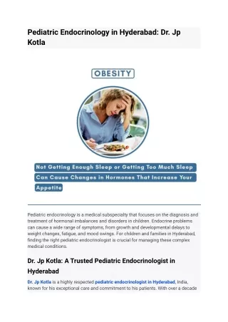 Pediatric Endocrinology in Hyderabad | Dr. Jp Kotla