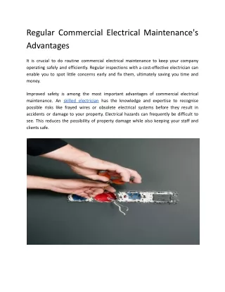 Regular Commercial Electrical Maintenance's Advantages