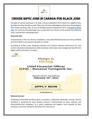 Choose BIPOC Jobs in Canada for Black Jobs