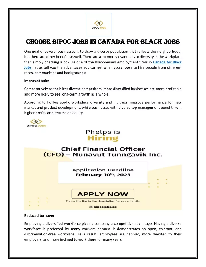 choose bipoc jobs in canada for black jobs choose