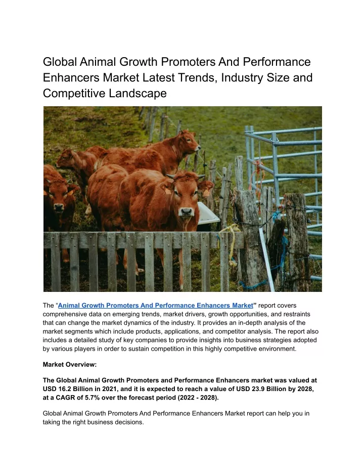 global animal growth promoters and performance