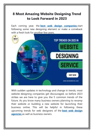 8 Most Amazing Website Designing Trend to Look Forward in 2023