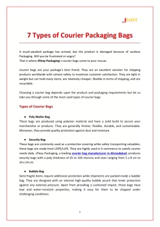 7 Types of Courier Packaging Bags