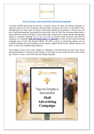 How to Create a Successful Mall Advertising Campaign