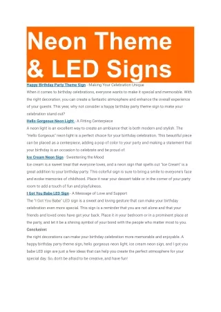 Neon Theme & LED Signs