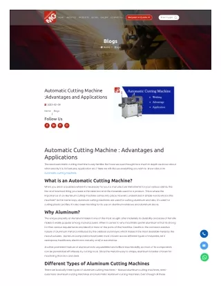Mgsaws-Automatic Cutting Machine Advantages And Applications