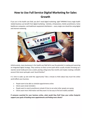 How to Use Full Service Digital Marketing for Sales Growth
