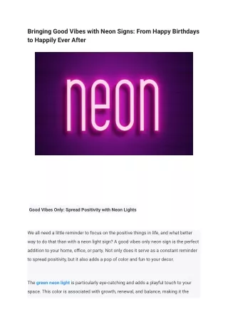 Bringing Good Vibes with Neon Signs_ From Happy Birthdays to Happily Ever After