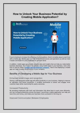 How to Unlock Your Business Potential by Creating Mobile Application - iWebServices