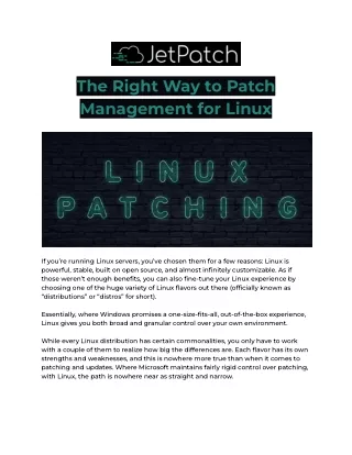 the right way to patch management for linux