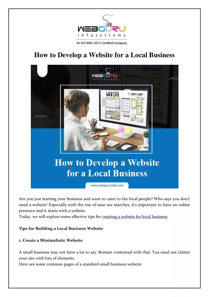 how to develop a website for a local business