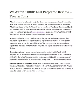 WeWatch 1080P LED Projector Review – Pros & Cons