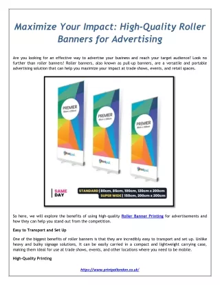 Maximize Your Impact High-Quality Roller Banners for Advertising