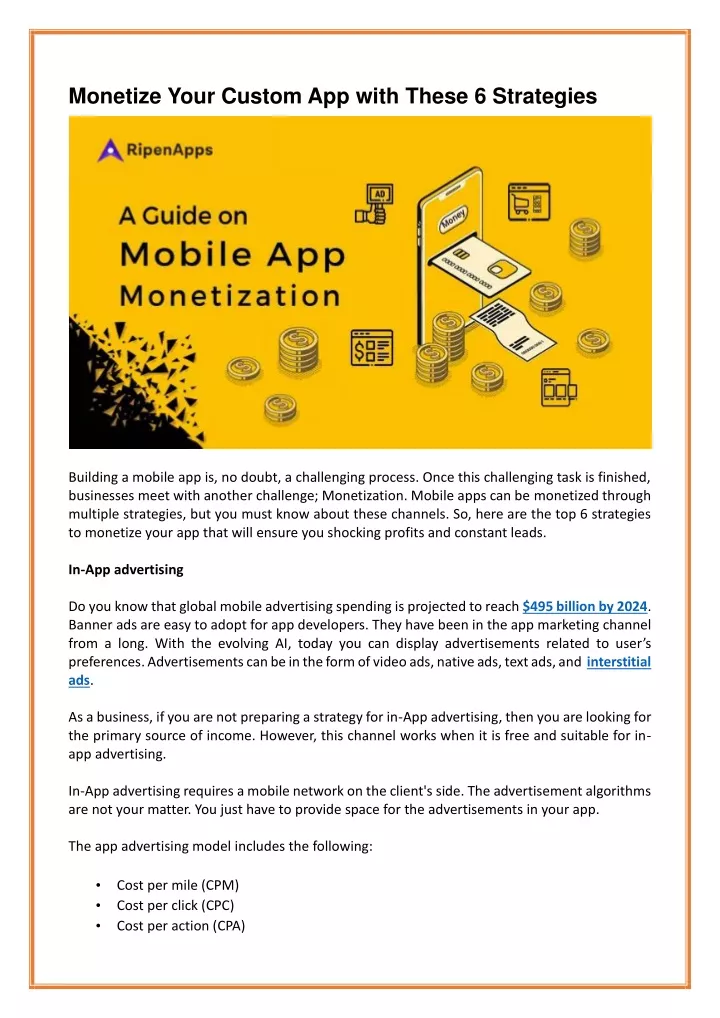 monetize your custom app with these 6 strategies
