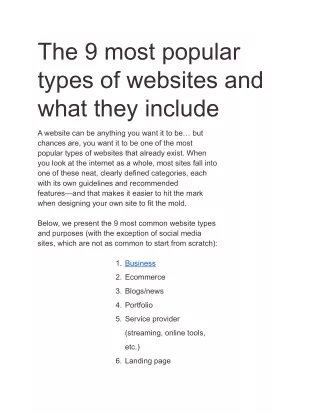 Business websites