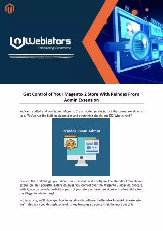 get control of your magento 2 store with reindex