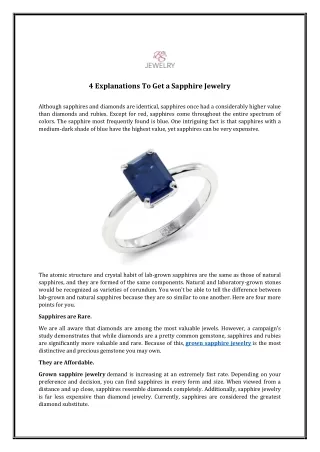 4 Explanations To Get a Sapphire Jewelry