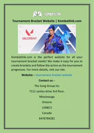 Tournament Bracket Website  Kombatlink