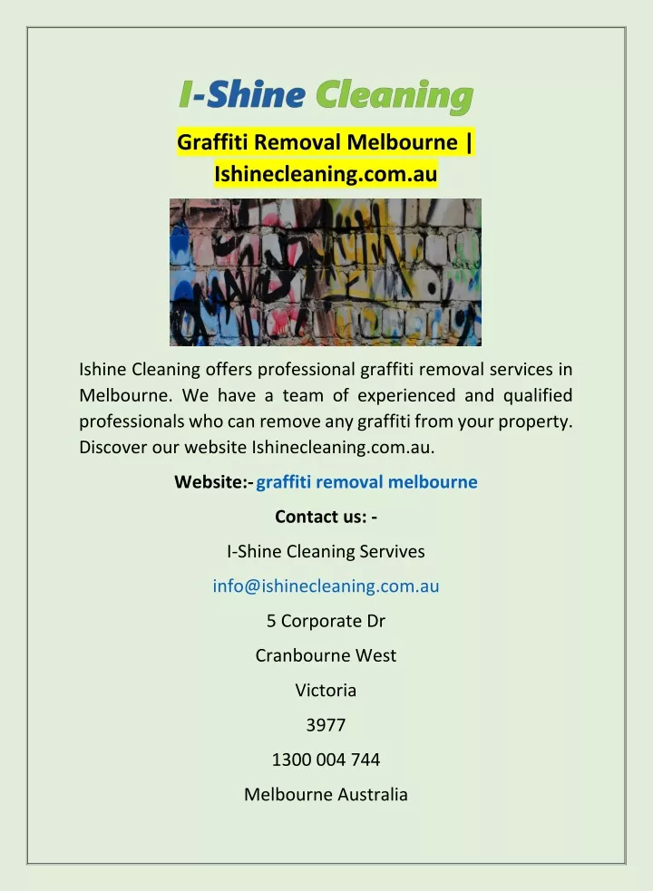 graffiti removal melbourne ishinecleaning com au
