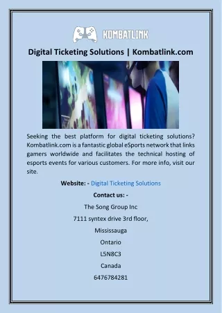 Digital Ticketing Solutions  Kombatlink