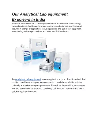 Our Analytical Lab equipment Exporters in India.