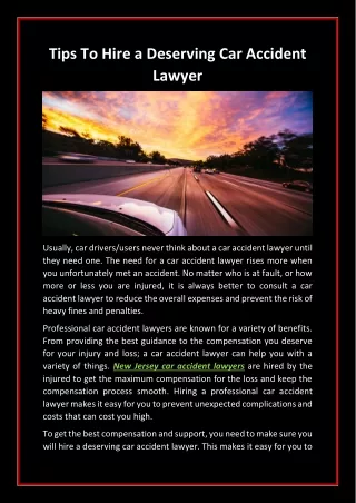 Tips to Hire a Deserving Car Accident Lawyer