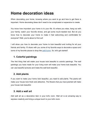 Home decoration ideas