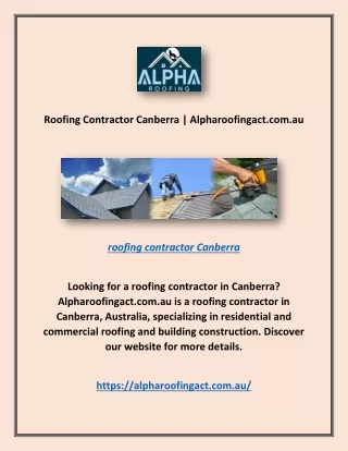 Roofing Contractor Canberra | Alpharoofingact.com.au