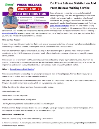 do press release distribution and press release