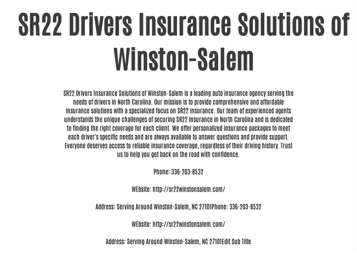 sr22 drivers insurance solutions of winston salem