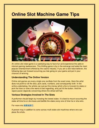 online slot machine game tips