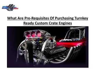 what are pre requisites of purchasing turnkey