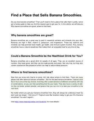 Find a Place that Sells Banana Smoothies